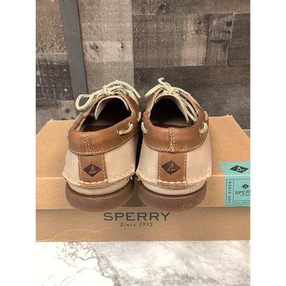 SPERRY Men's 10.5M White Camel Topsider Authentic Original Boat Shoes LB8-9 - Picture 4 of 8
